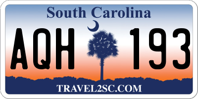 SC license plate AQH193