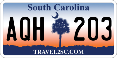 SC license plate AQH203
