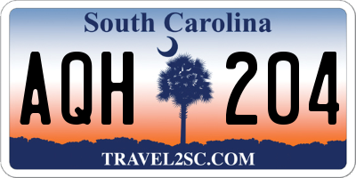 SC license plate AQH204