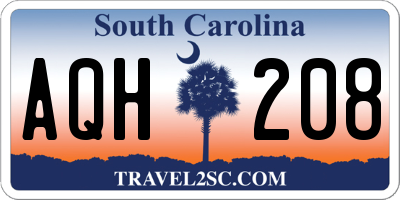 SC license plate AQH208