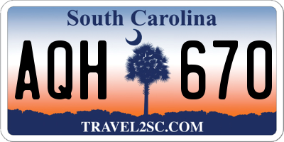 SC license plate AQH670