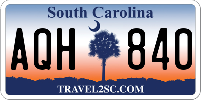 SC license plate AQH840