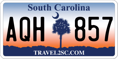 SC license plate AQH857