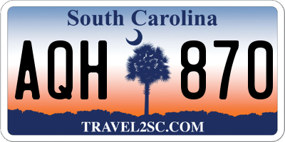 SC license plate AQH870