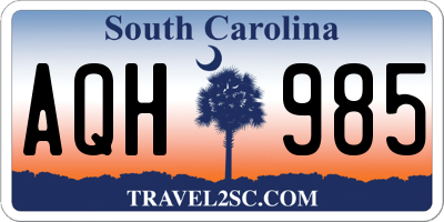 SC license plate AQH985