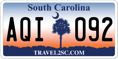 SC license plate AQI092