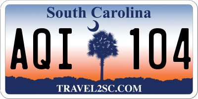 SC license plate AQI104