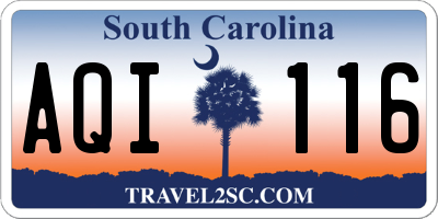SC license plate AQI116