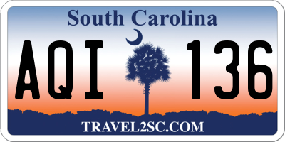 SC license plate AQI136