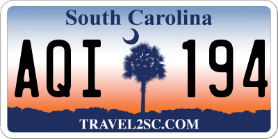 SC license plate AQI194