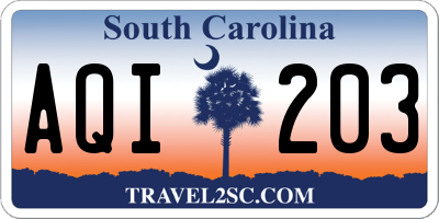 SC license plate AQI203