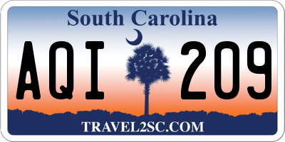 SC license plate AQI209
