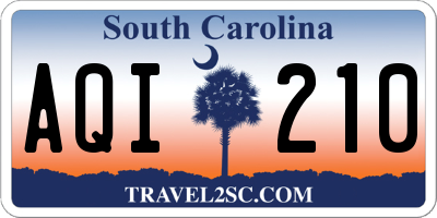 SC license plate AQI210
