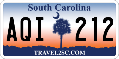 SC license plate AQI212