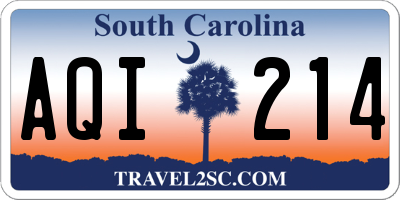 SC license plate AQI214