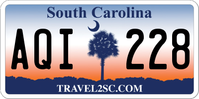 SC license plate AQI228