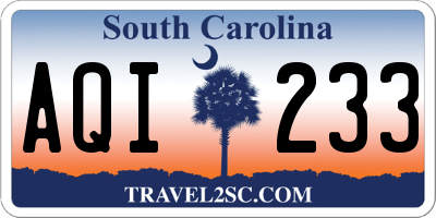 SC license plate AQI233