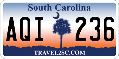 SC license plate AQI236