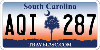 SC license plate AQI287