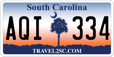 SC license plate AQI334