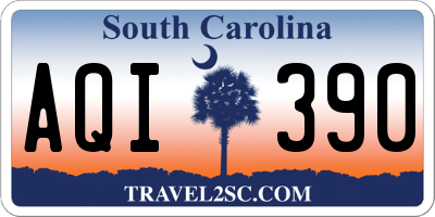 SC license plate AQI390