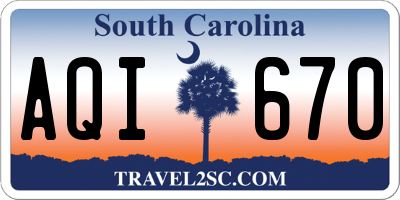 SC license plate AQI670
