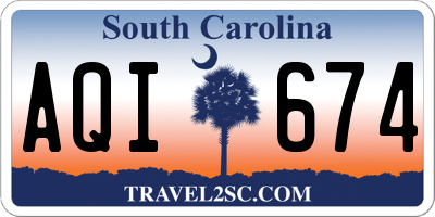 SC license plate AQI674
