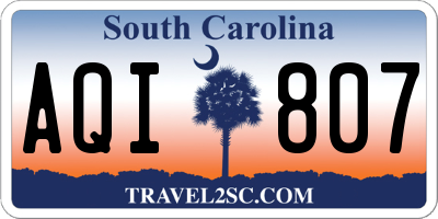 SC license plate AQI807