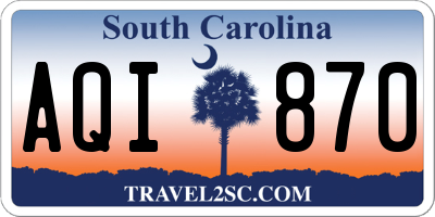 SC license plate AQI870