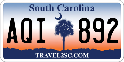 SC license plate AQI892