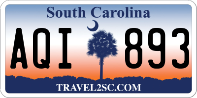 SC license plate AQI893