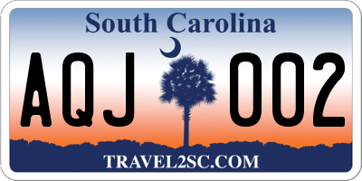 SC license plate AQJ002