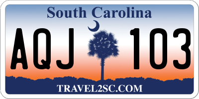 SC license plate AQJ103