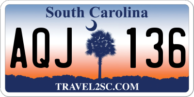 SC license plate AQJ136