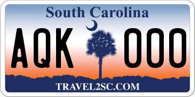 SC license plate AQK000