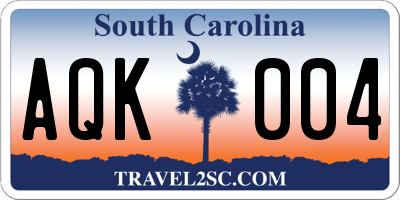 SC license plate AQK004