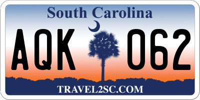 SC license plate AQK062