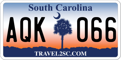 SC license plate AQK066