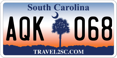 SC license plate AQK068