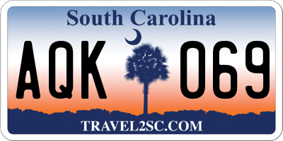 SC license plate AQK069
