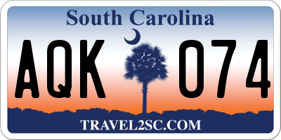 SC license plate AQK074