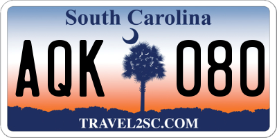 SC license plate AQK080