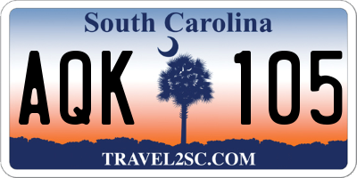 SC license plate AQK105