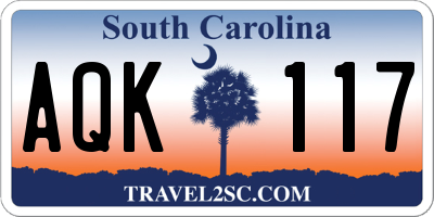 SC license plate AQK117