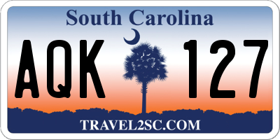 SC license plate AQK127