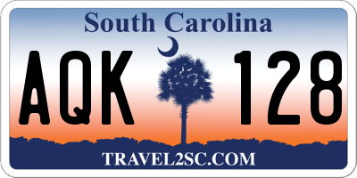 SC license plate AQK128
