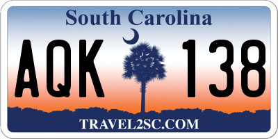 SC license plate AQK138