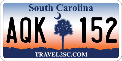 SC license plate AQK152
