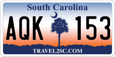SC license plate AQK153