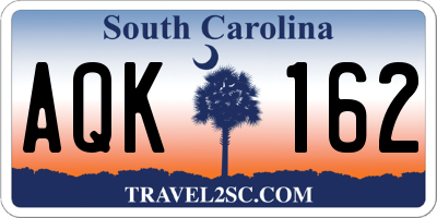 SC license plate AQK162